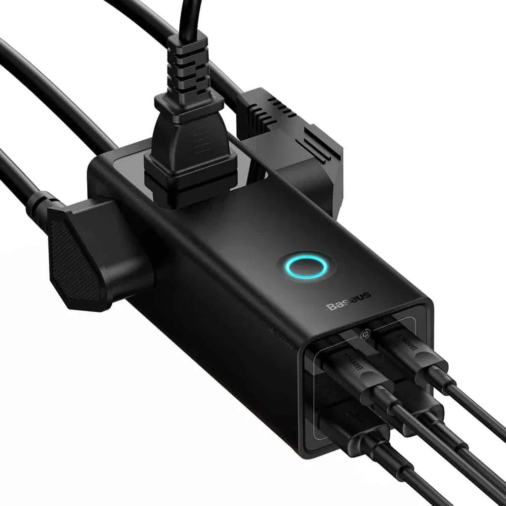 Baseus 65W Digital Powerstrip with 3 AC Outlets and 4 USB Ports