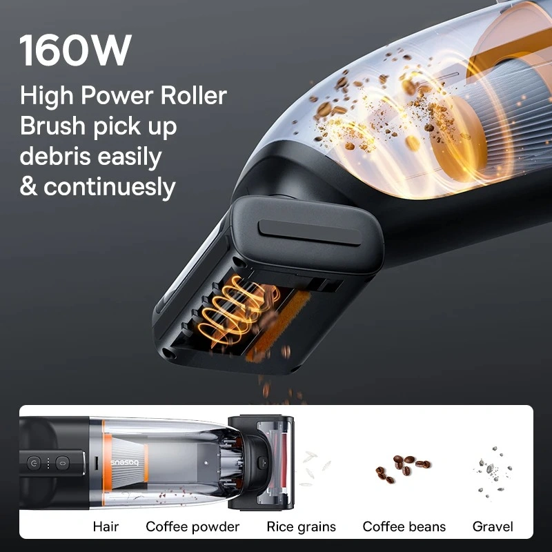 Baseus AP02 Portable Vacuum Cleaner – 160W, 6000Pa Suction, LED Light, 10000mAh Battery