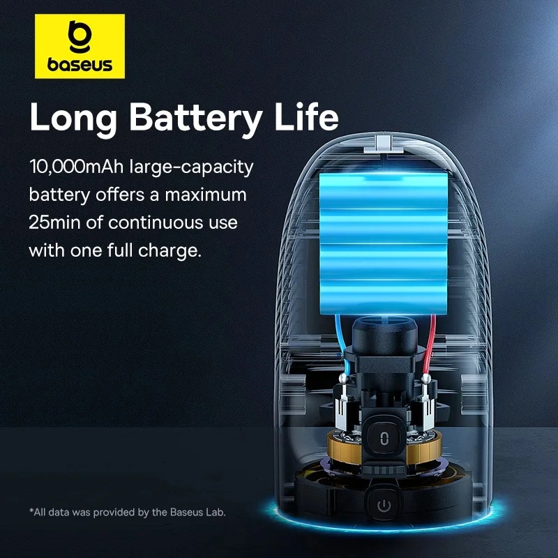 Baseus AP02 Portable Vacuum Cleaner – 160W, 6000Pa Suction, LED Light, 10000mAh Battery