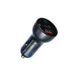 Baseus 65W dual port car charger with digital display for phone and laptop fast charging, QC+PPS compatible
