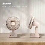 Momax 1°Pod Wireless Ultra Quiet Desktop Mini Fan with USB-C, Oscillation, and 12-Hour Battery