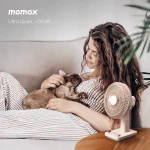 Momax 1°Pod Wireless Ultra Quiet Desktop Mini Fan with USB-C, Oscillation, and 12-Hour Battery