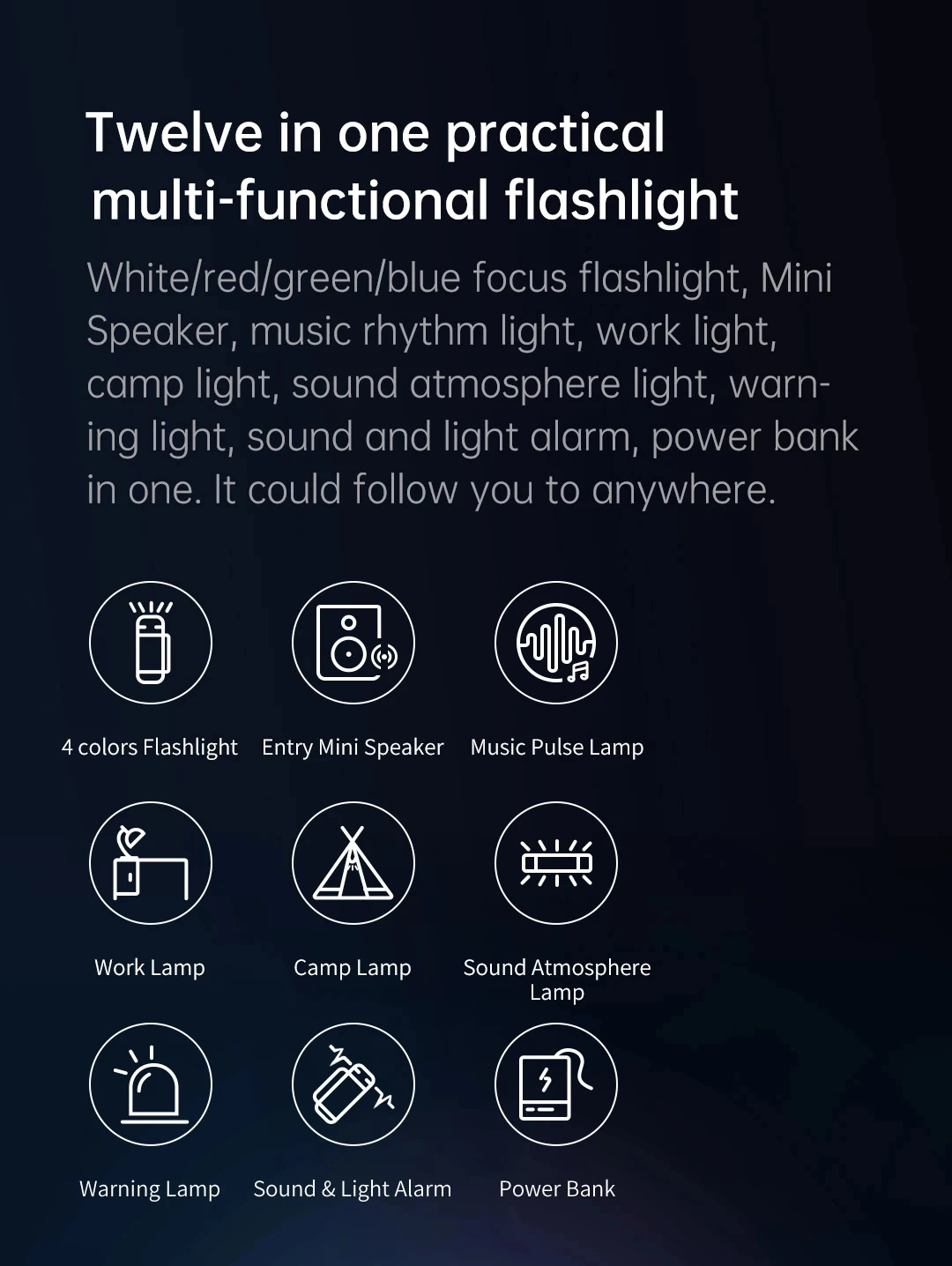 NexTool Outdoor 12 in 1 Thunder Music Flashlight 900lms