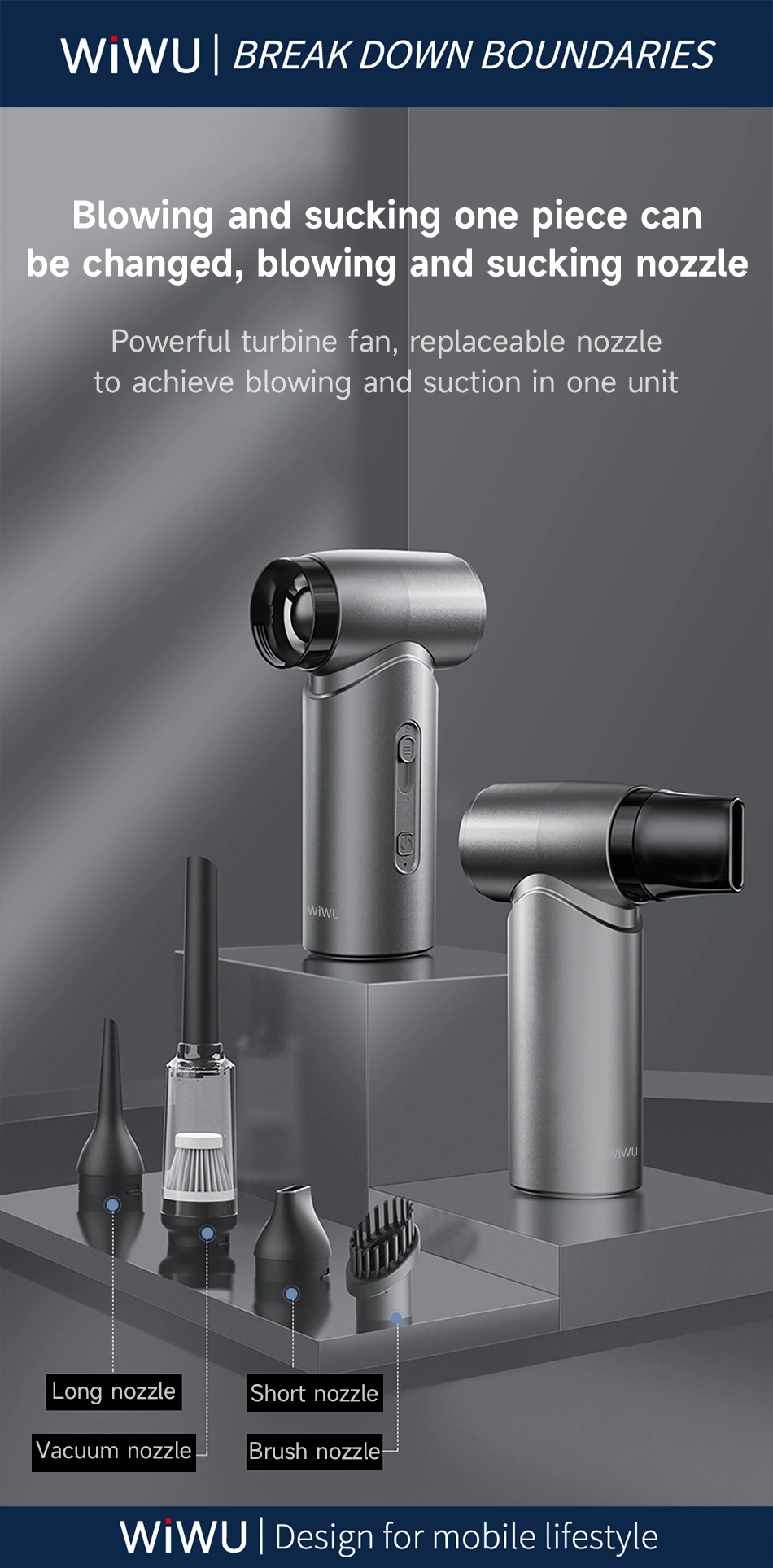 WiWU FS015 5-in-1 Ultra Speed Fan 4000mAh Wireless Blower