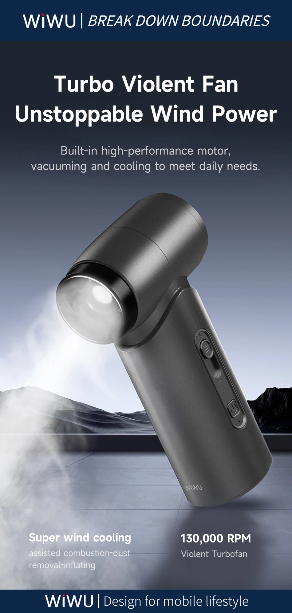 WiWU FS015 5-in-1 Ultra Speed Fan 4000mAh Wireless Blower