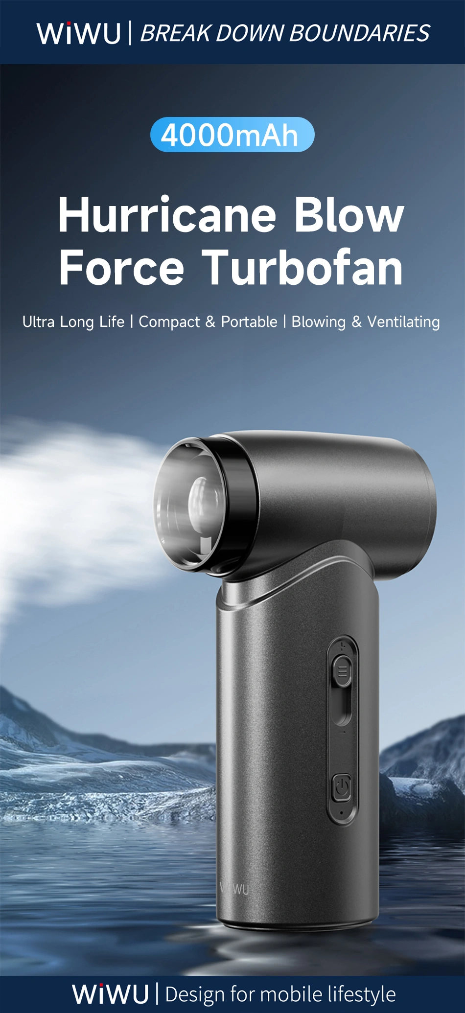 WiWU FS015 5-in-1 Ultra Speed Fan 4000mAh Wireless Blower