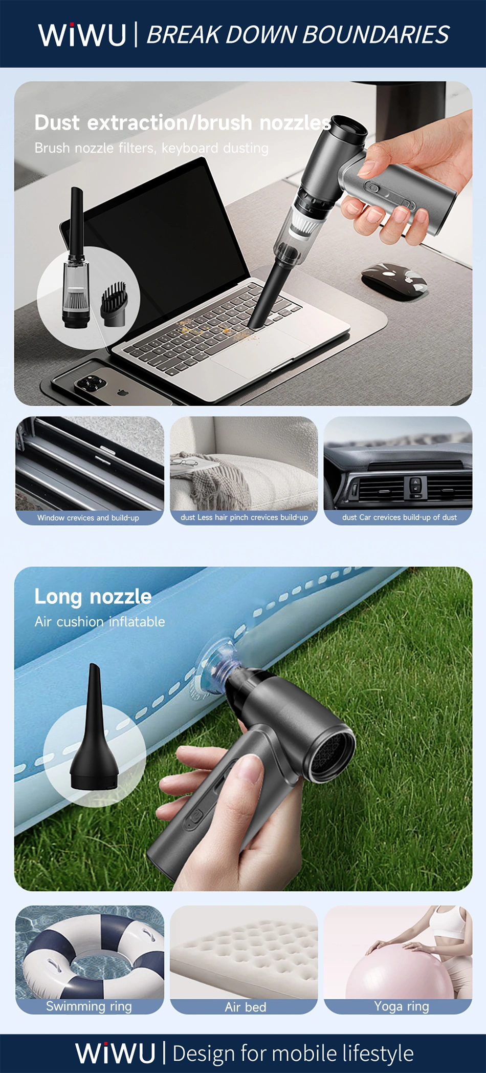 WiWU FS015 5-in-1 Ultra Speed Fan 4000mAh Wireless Blower