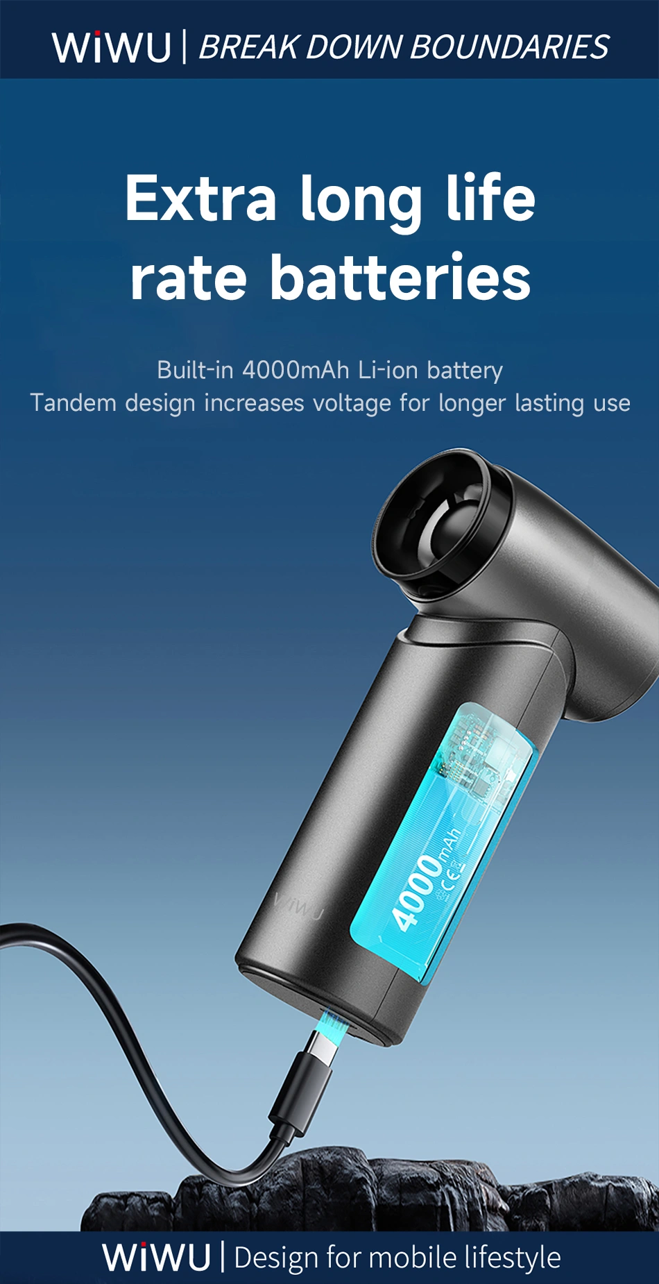 WiWU FS015 5-in-1 Ultra Speed Fan 4000mAh Wireless Blower