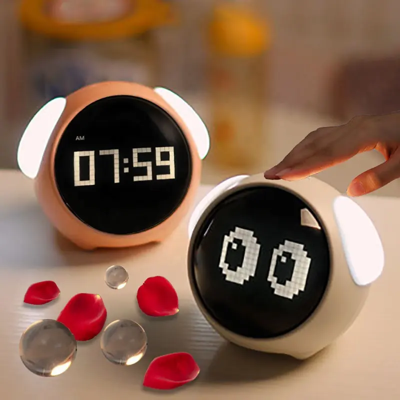 Xiaomi-Cute-Expression-Alarm-Emoji-Clock-Pink-White-Fun-Wake-Up-Light