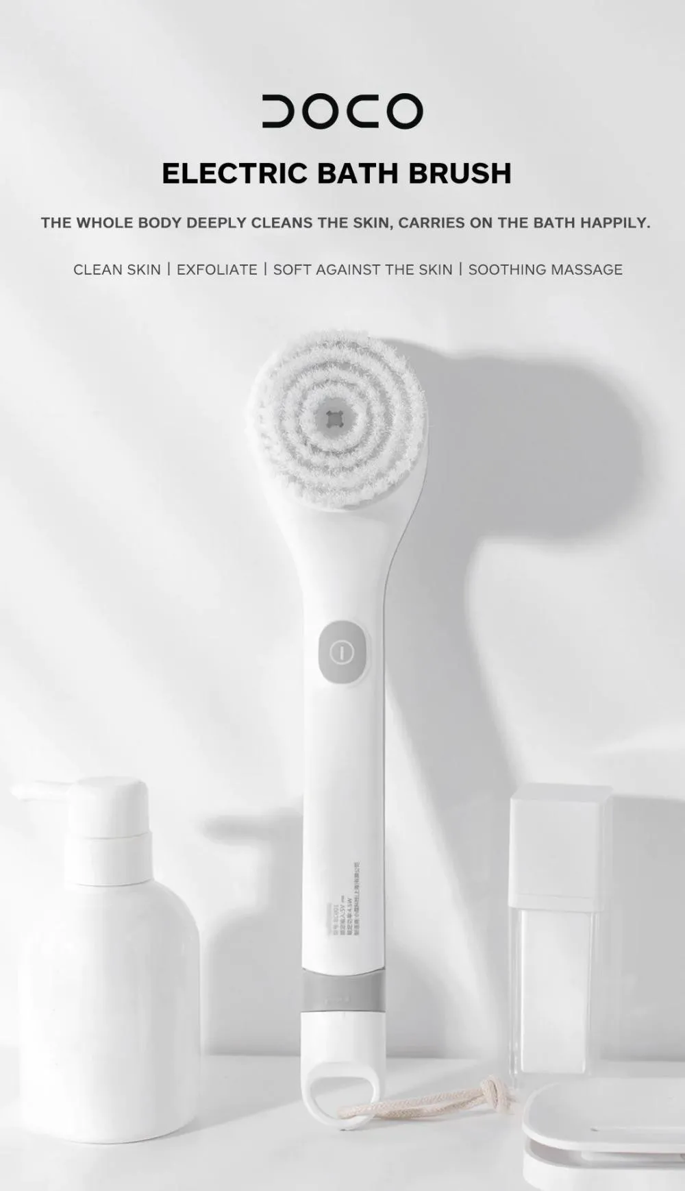 Xiaomi Doco Electric Bath Cleaning Brush Rechargeable BC001 – Waterproof Body Scrubber with 2-Speed Settings
