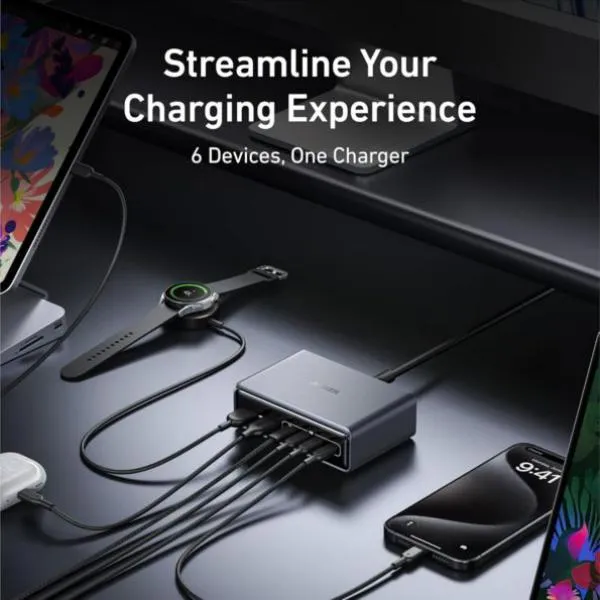 Anker Prime 200W 6-Port GaN USB-C Fast Charging Station for Laptop, Phone, Tablet