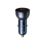 Baseus 65W dual port car charger with digital display for phone and laptop fast charging, QC+PPS compatible