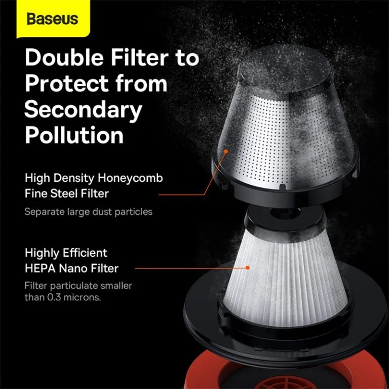 Baseus A7 Cordless Car Vacuum Cleaner with 6000Pa suction and USB Type-C charging