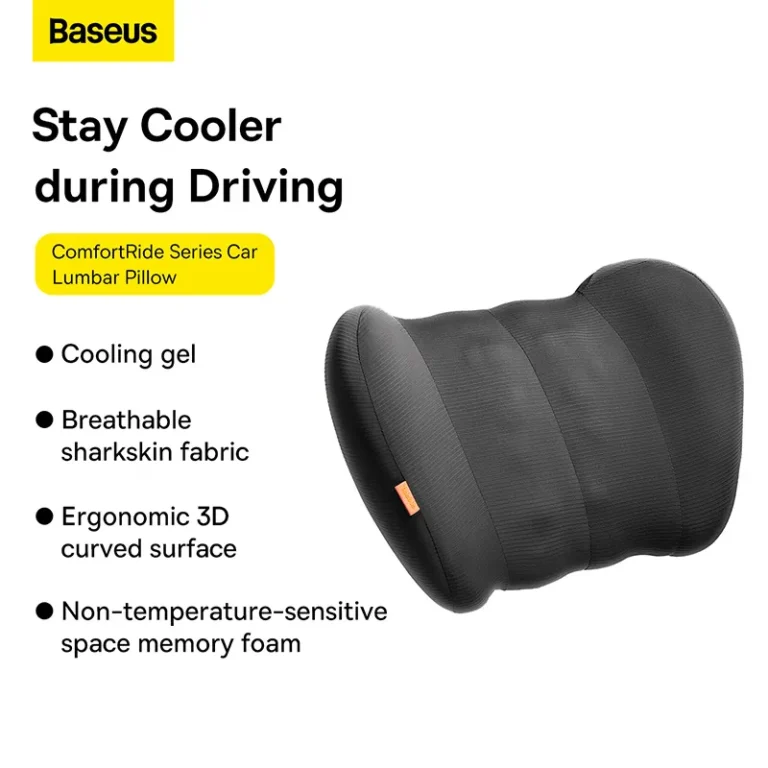 Baseus ComfortRide Car Neck & Lumbar Pillow Set – Cooling Gel, Ergonomic Memory Foam, Breathable Fabric