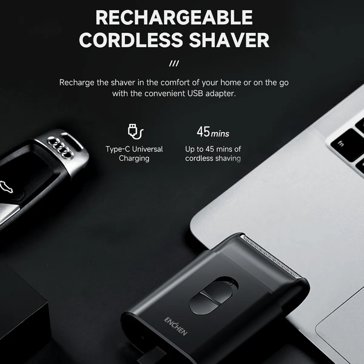 Enchen Mini Shave MS003 Compact USB Foil Shaver with Sideburn Trimmer