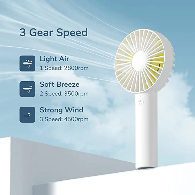 FA21 Handheld Fan – Portable Mini USB Rechargeable Fan with 3 Speeds