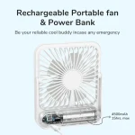jisulife FA26 Ultra-Thin Rechargeable Desktop Fan – 4500mAh USB Type-C Quiet Cooling