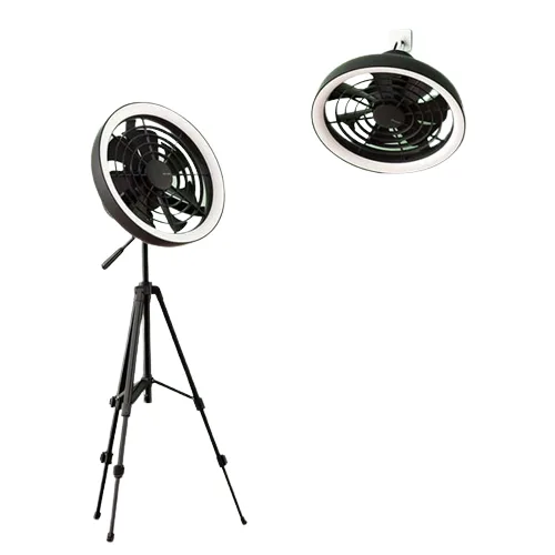 JISULIFE FA17 Outdoor LED Ceiling Fan with Tripod Stand and LED Light – 12000mAh Rechargeable Camping Fan