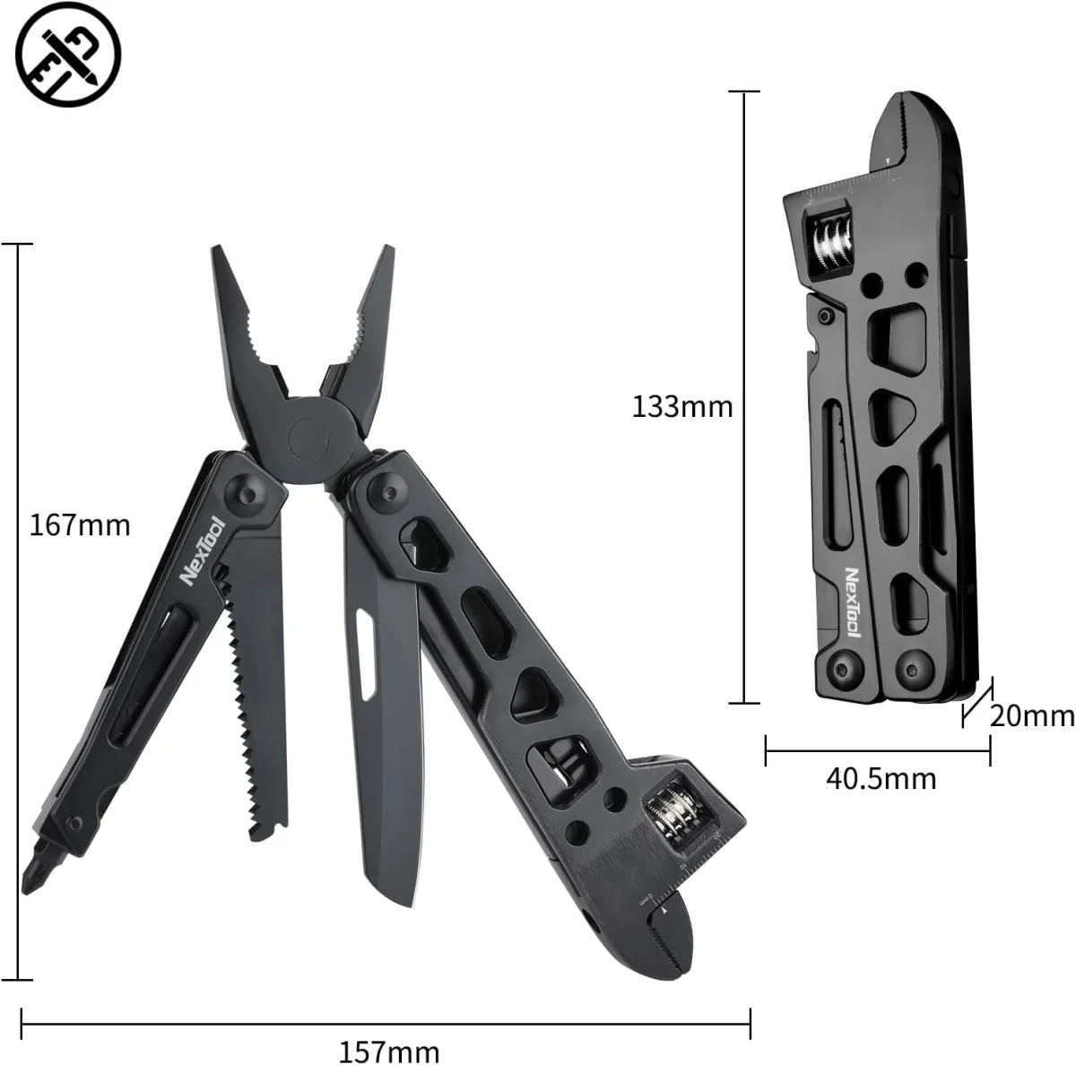 NexTool 9-in-1 Multi-function Wrench Knife Folding Tool for Outdoor and DIY Use