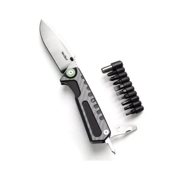 Xiaomi NexTool NE20021 Folding Knife with carbon fiber handle, screwdriver kit, and bottle opener