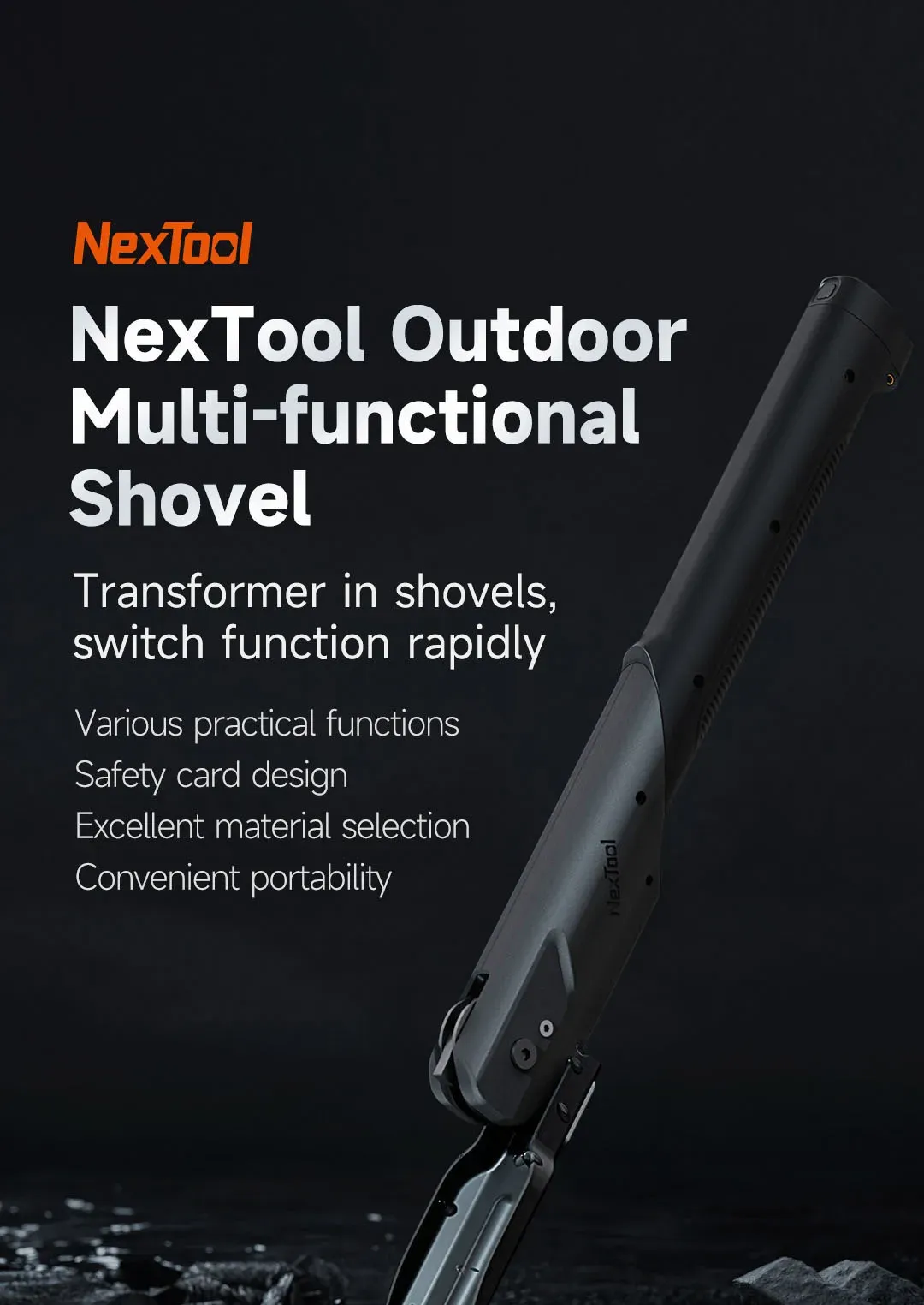 NexTool NE20057 Multifunctional Survival Shovel with Axe, Knife, Saw, and Fire Starter