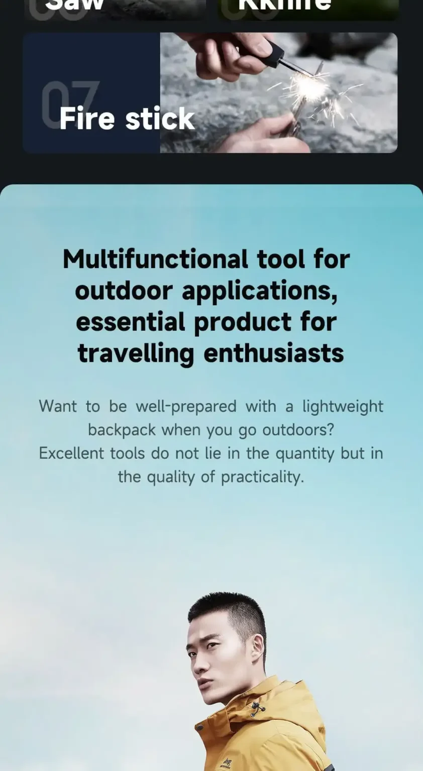 NexTool NE20057 Multifunctional Survival Shovel with Axe, Knife, Saw, and Fire Starter