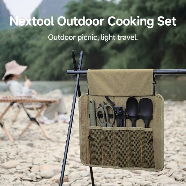 NexTool Outdoor Cooking Set – 6-Piece Kitchen Kit with Organizer for Camping and BBQ