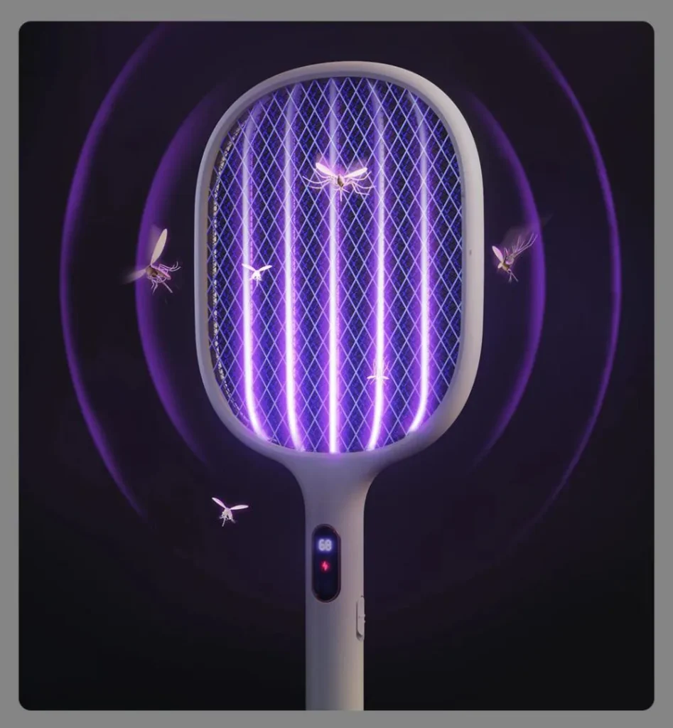 Xiaomi Qualitell S1 Digital Display Electric Mosquito Swatter Racket Rechargeable 3500V Chemical-Free Insect Killer
