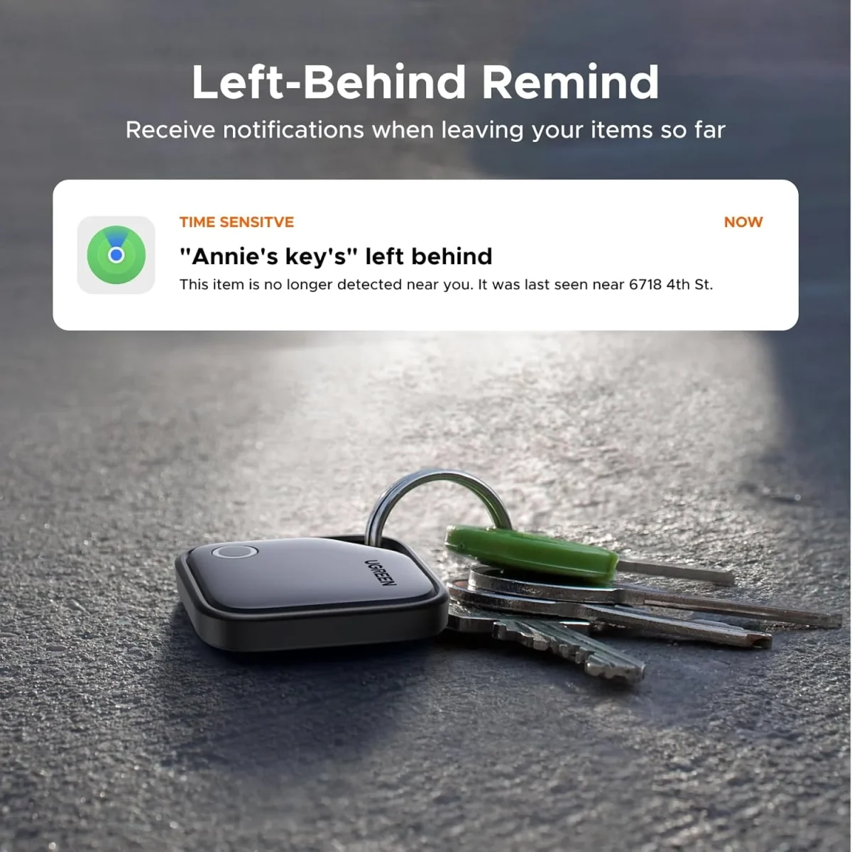 UGREEN FineTrack Smart Finder Bluetooth Tracker for iPhone – Loud Alarm, Waterproof, 2-Year Battery