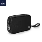 WiWU Master Fingerprint Lock Pouch Genuine Leather Smart Security Bag with USB Rechargeable Lock