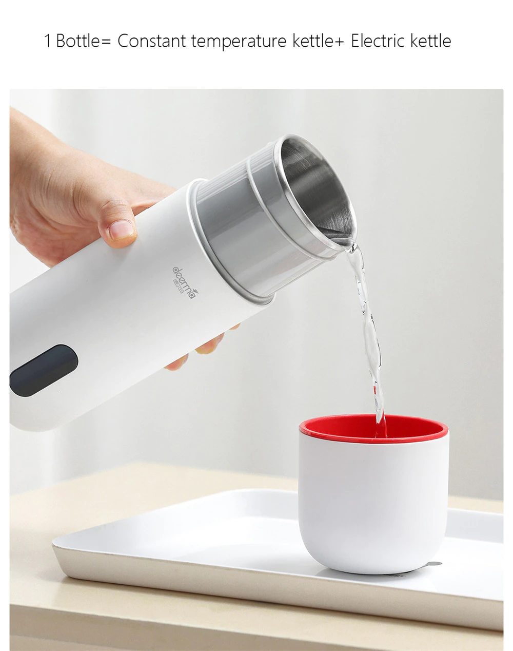 Xiaomi Deerma 2-in-1 350ML Electric Kettle Thermos Cup with Smart Touch Display