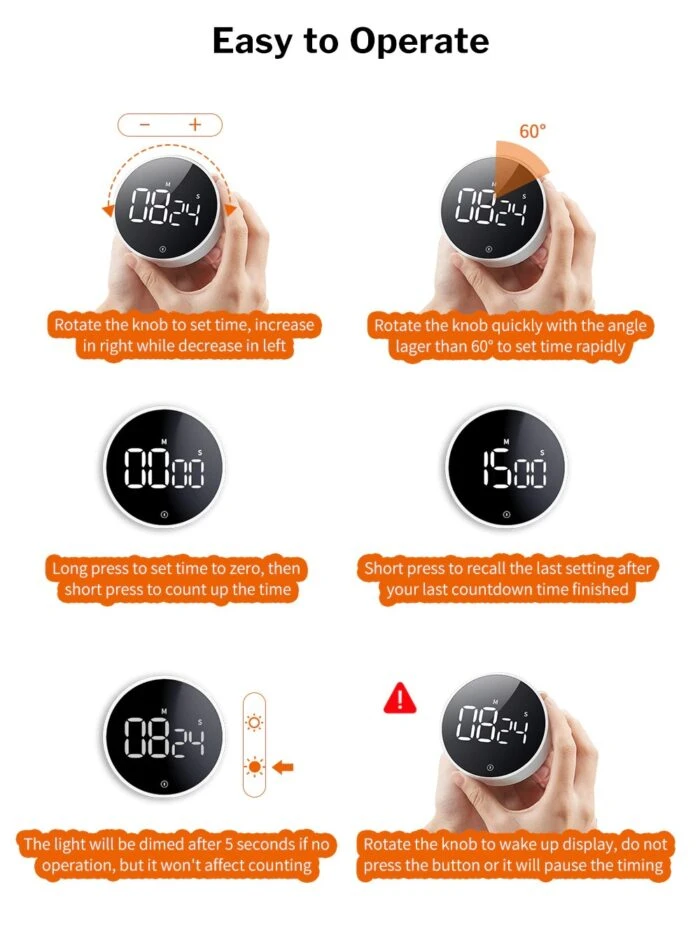 Xiaomi MIIIW Comfort Whirling Timer with Rotating Dial, LED Display and Magnetic Back for Kitchen and Study Use