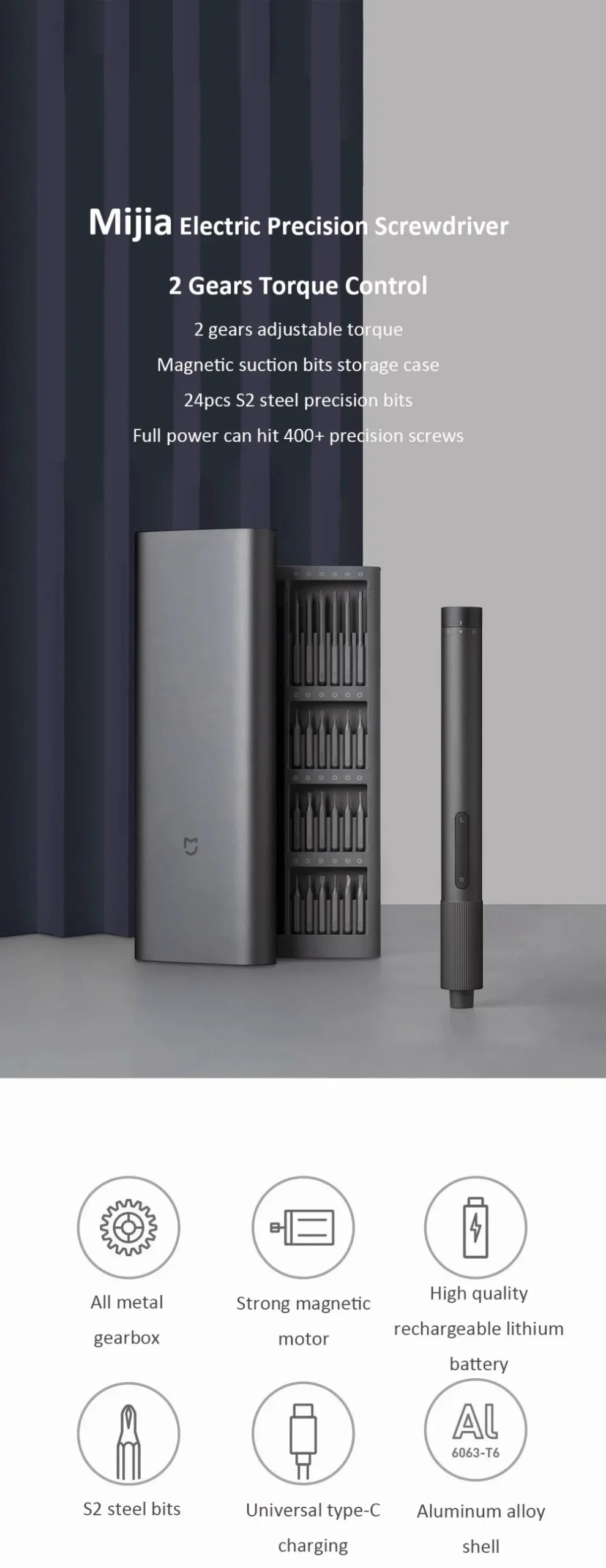 Xiaomi Mijia 24-in-1 Rechargeable Electric Precision Screwdriver Kit