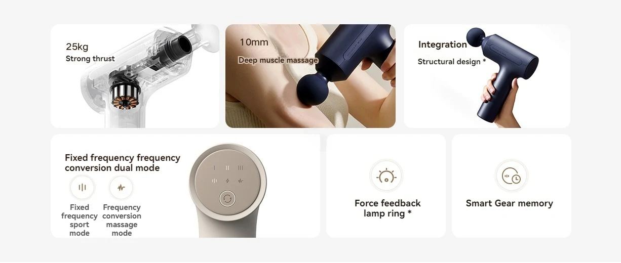 Xiaomi Mijia Fascia Gun 3 Muscle Massage Gun with Dual Mode, 25KG Thrust, and 3 Massage Heads