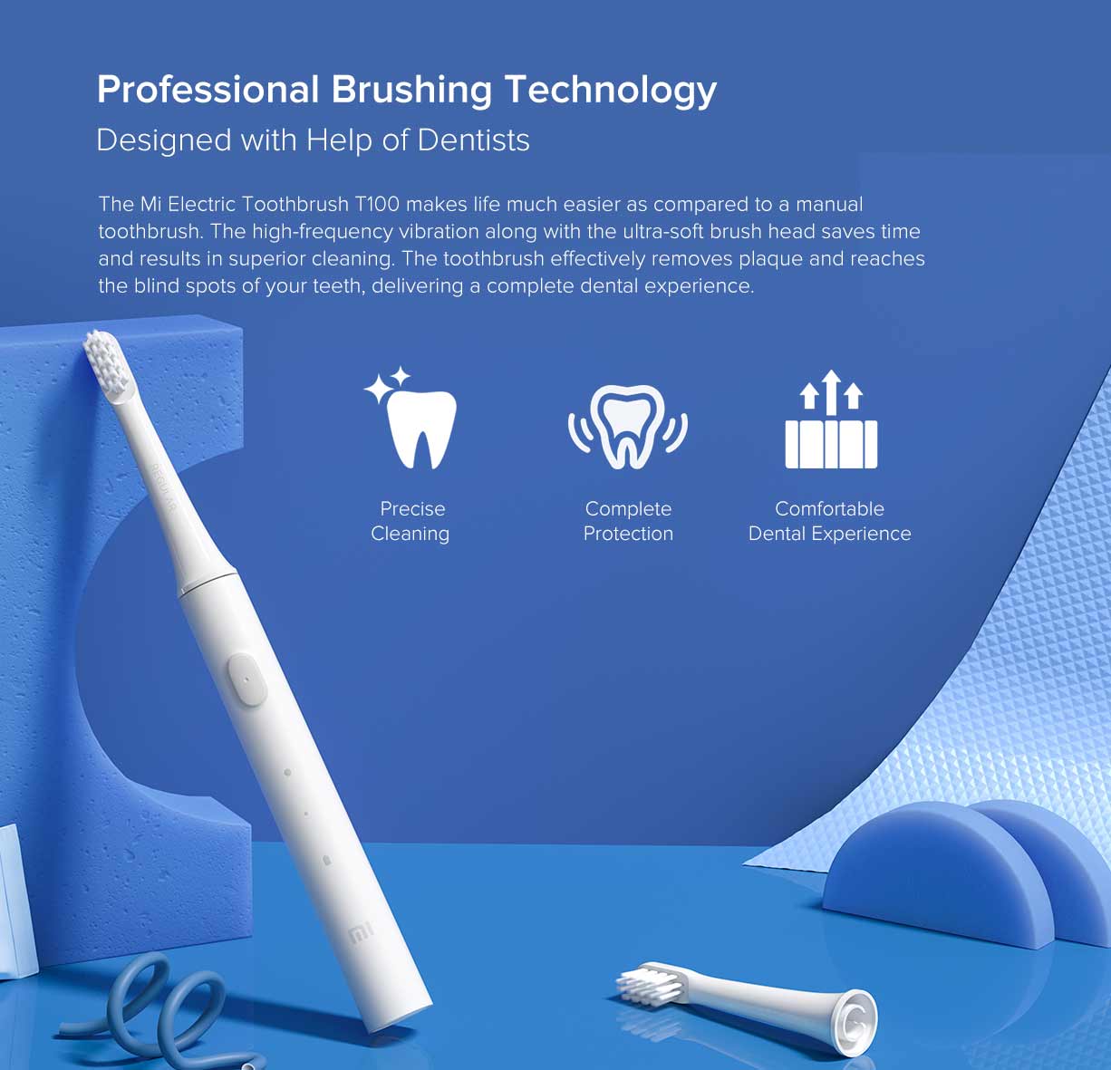 Xiaomi Mijia T100 Smart Electric Toothbrush – IPX7 Waterproof Sonic USB Rechargeable Toothbrush
