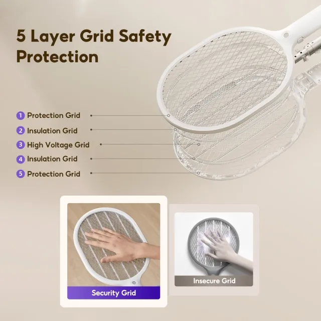 qualitell l1 electric mosquito killer swatter with usb rechargeable battery and flashlight