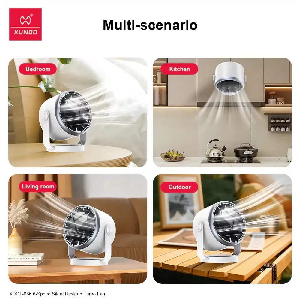 XUNDD XDOT-066 Silent Desktop Turbo Fan with USB and 3600mAh Battery