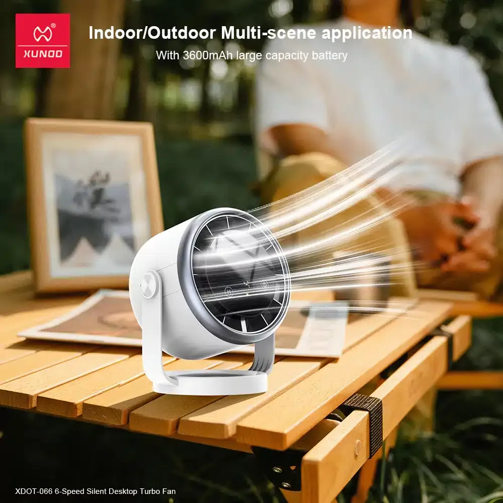 XUNDD XDOT-066 Silent Desktop Turbo Fan with USB and 3600mAh Battery