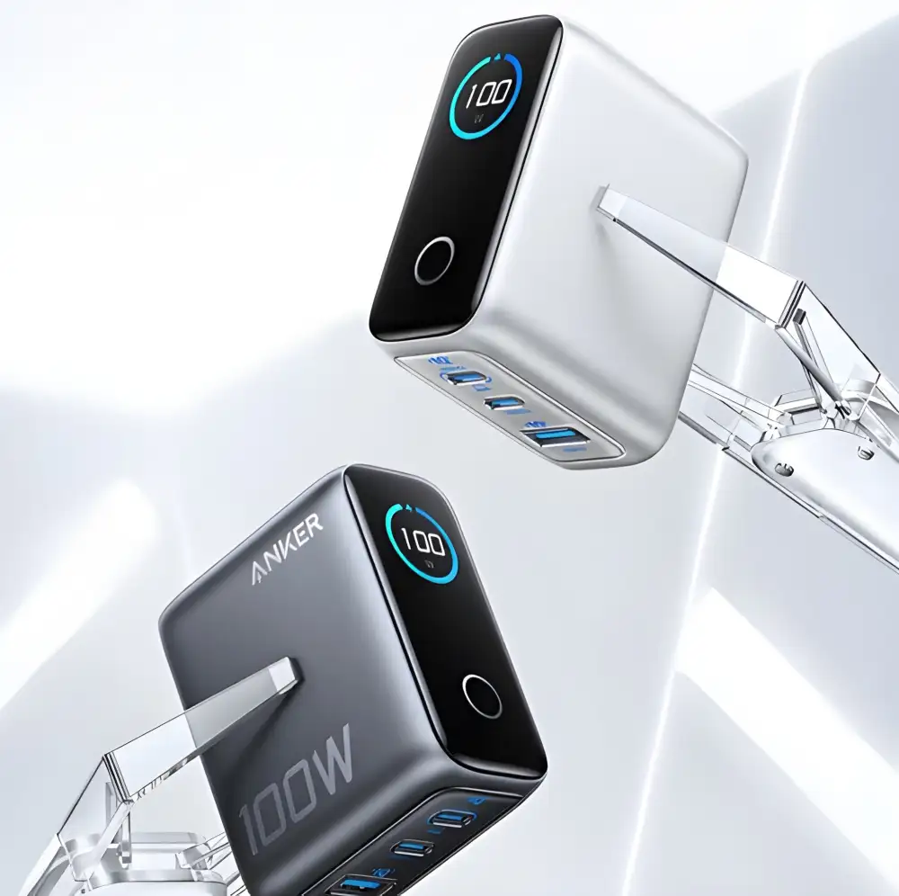Anker 100W Smart Display Charger Lite Triple-Port Power PD PPS QC UFCS Fast Charging Adapter