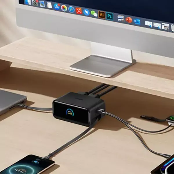 Anker Nano 100W 7-in-1 Desktop Charger with Retractable USB-C Cables and LCD Display