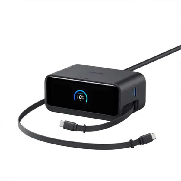 Anker Nano 100W 7-in-1 Desktop Charger with Retractable USB-C Cables and LCD Display