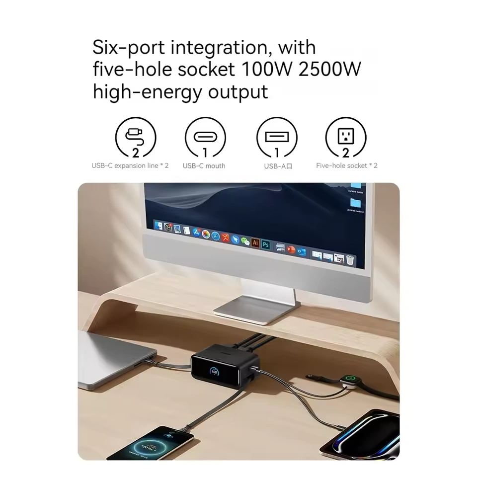 Anker Nano 100W 7-in-1 Desktop Charger with Retractable USB-C Cables and LCD Display
