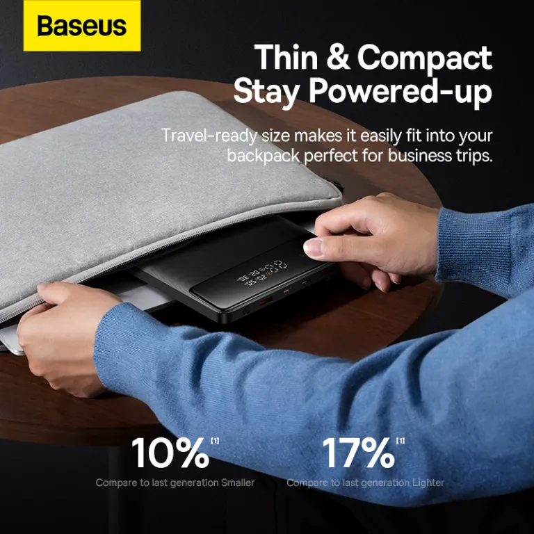 Baseus Blade HD Edition 100W 20000mAh Ultra-Thin Power Bank with Digital Display – Black