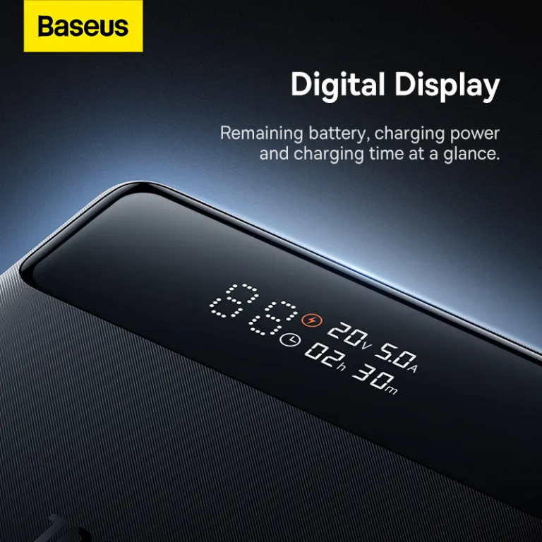 Baseus Blade HD Edition 100W 20000mAh Ultra-Thin Power Bank with Digital Display – Black