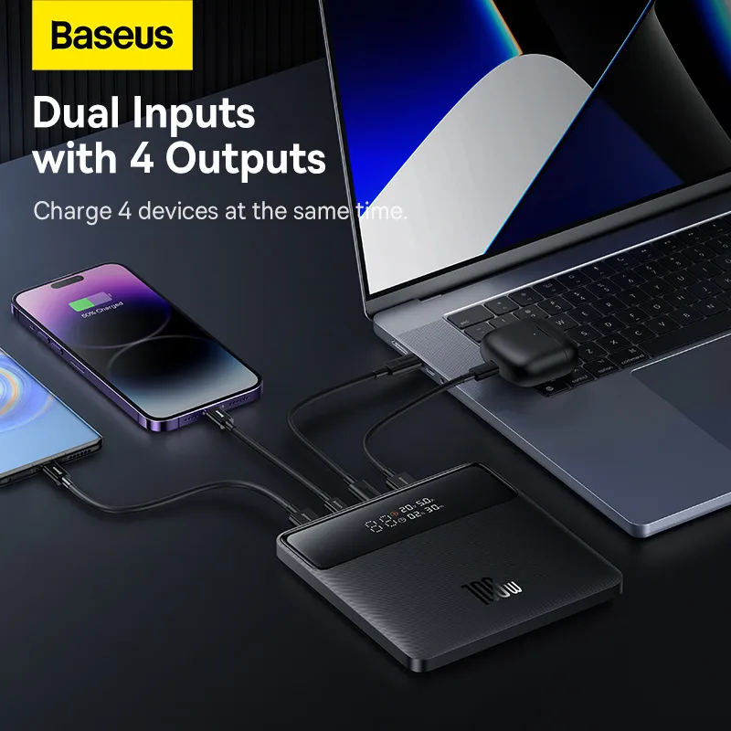 Baseus Blade HD Edition 100W 20000mAh Ultra-Thin Power Bank with Digital Display – Black