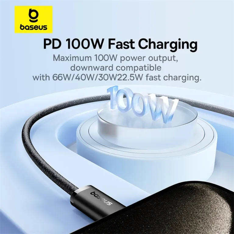 Baseus Dynamic 3 USB-C to USB-C Fast Charging Cable 100W PD 2M Black for iPhone 15 MacBook Android