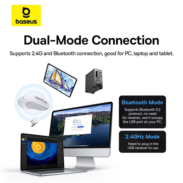 Baseus-F02-Ergonomic-Wireless-Mouse-Moon-Black-4000DPI-Bluetooth-2.4GHz