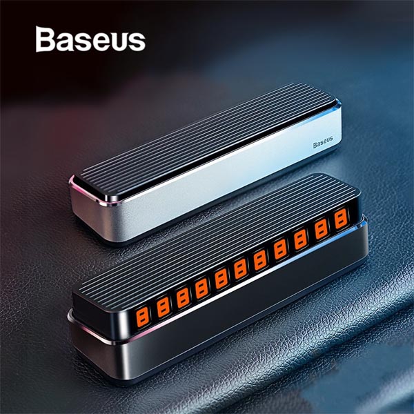 Baseus Moonlight Box Series Temporary Parking Number Plate with night light and hideable design for dashboard