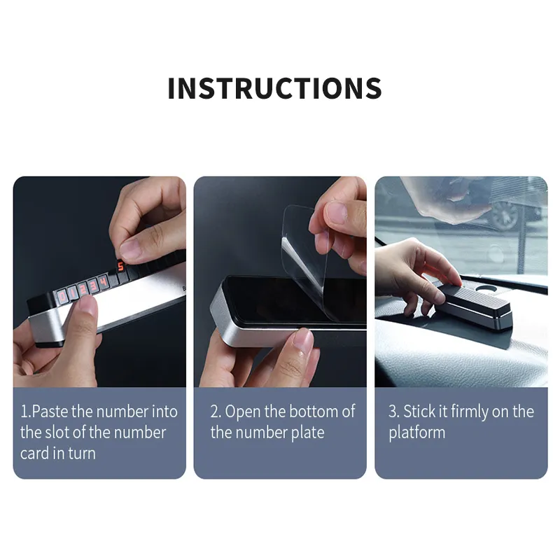 Baseus Moonlight Box Series Temporary Parking Number Plate with night light and hideable design for dashboard