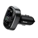Baseus S09 T-Type Bluetooth Car Charger with FM Transmitter, Dual USB Ports, Handsfree Call, and MP3 Playback